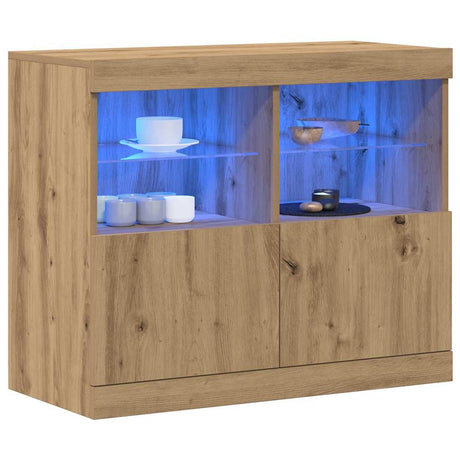Vidaxl led sideboard bruin 81 x 37 x 66,5 cm bewerkt hout
