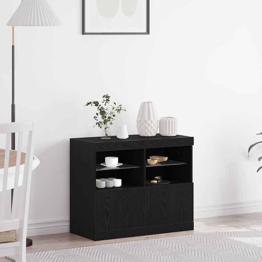 Vidaxl led sideboard zwart 81 x 37 x 66,5 cm bewerkt hout