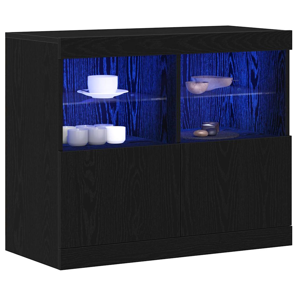 Vidaxl led sideboard zwart 81 x 37 x 66,5 cm bewerkt hout