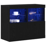 Vidaxl led sideboard zwart 81 x 37 x 66,5 cm bewerkt hout