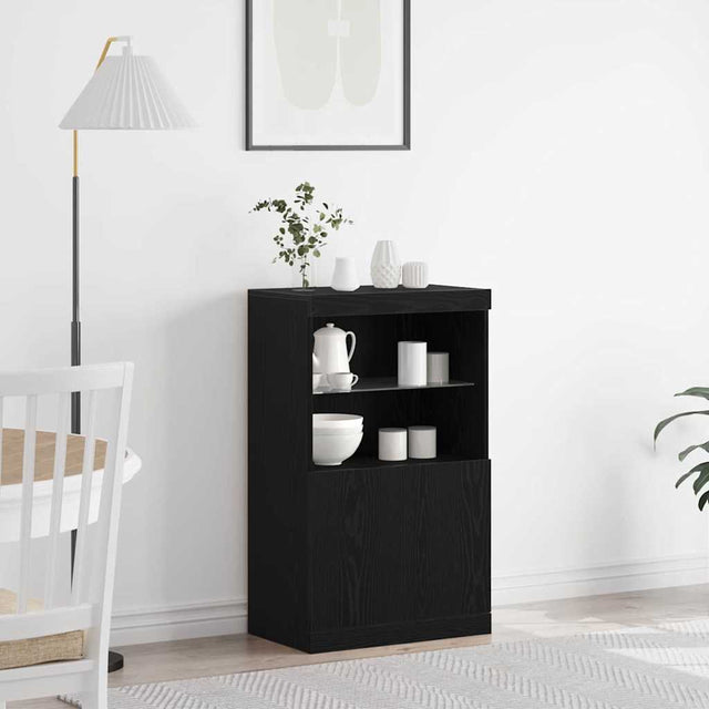 Vidaxl led sideboard zwart 60 x 37 x 100 cm bewerkt hout