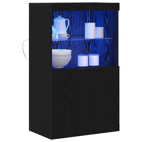 Vidaxl led sideboard zwart 60 x 37 x 100 cm bewerkt hout