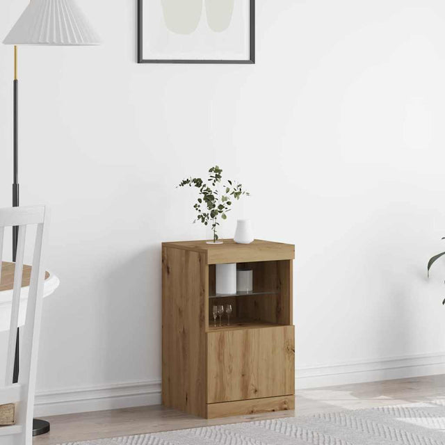 Vidaxl led sideboard artisan eiken 41 x 37 x 67 cm bewerkt hout