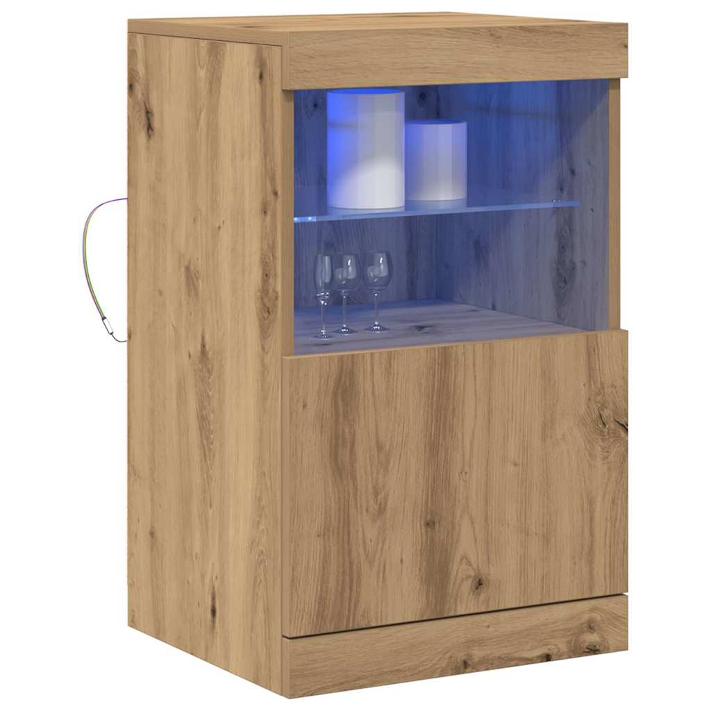 Vidaxl led sideboard artisan eiken 41 x 37 x 67 cm bewerkt hout