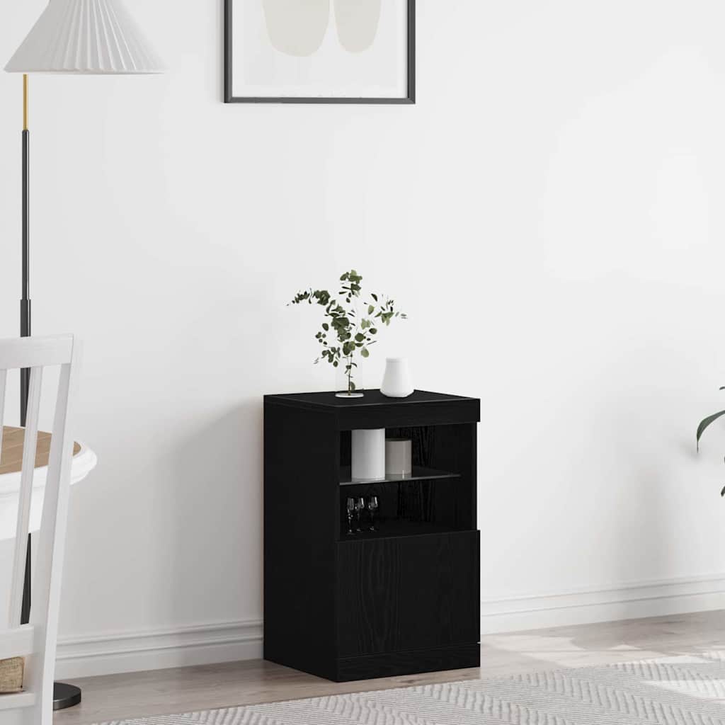 Vidaxl led sideboard zwart eiken 41 x 37 x 67 cm bewerkt hout