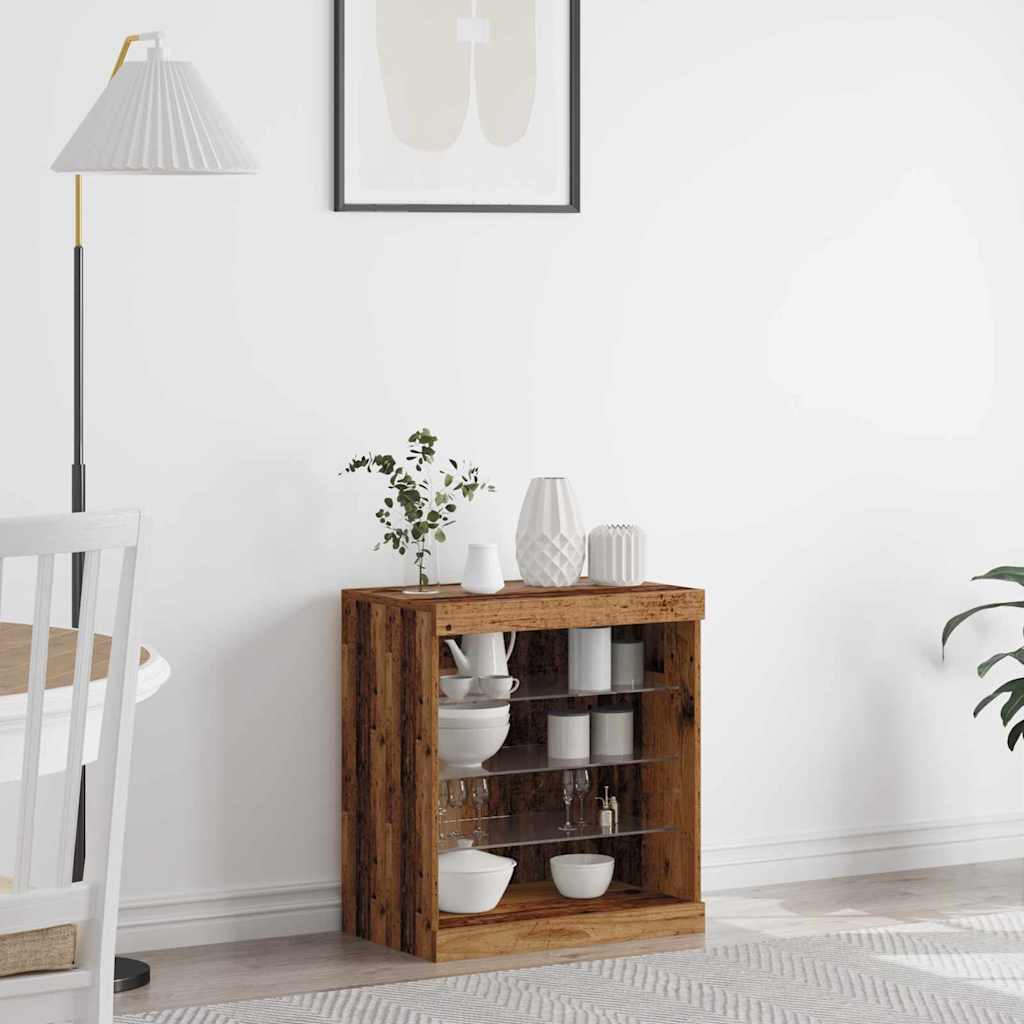Vidaxl led sideboard oudhout 60,5 x 37 x 67 cm bewerkt hout