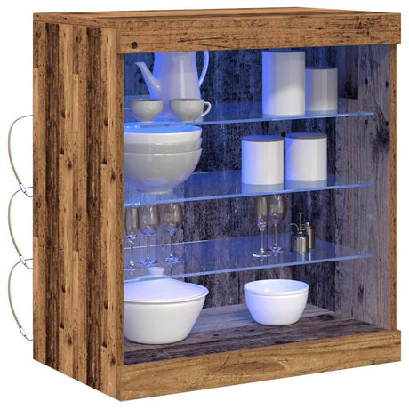 Vidaxl led sideboard oudhout 60,5 x 37 x 67 cm bewerkt hout