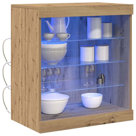 Vidaxl led sideboard artisan eiken 60,5 x 37 x 67 cm bewerkt hout