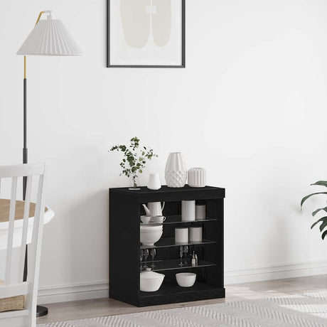 Vidaxl led sideboard zwart eiken 60,5 x 37 x 67 cm bewerkt hout