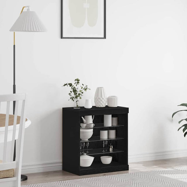 Vidaxl led sideboard zwart eiken 60,5 x 37 x 67 cm bewerkt hout