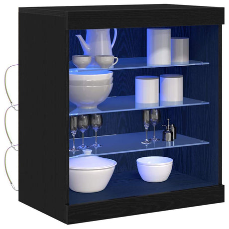Vidaxl led sideboard zwart eiken 60,5 x 37 x 67 cm bewerkt hout