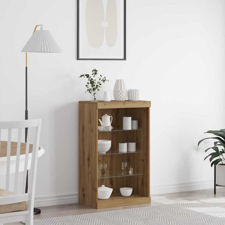 Vidaxl led sideboard artisan eiken 60,5 x 37 x 100 cm bewerkt hout