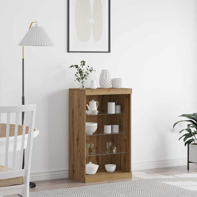 Vidaxl led sideboard artisan eiken 60,5 x 37 x 100 cm bewerkt hout