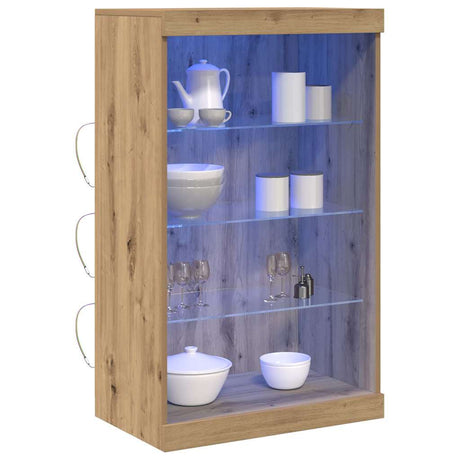 Vidaxl led sideboard artisan eiken 60,5 x 37 x 100 cm bewerkt hout