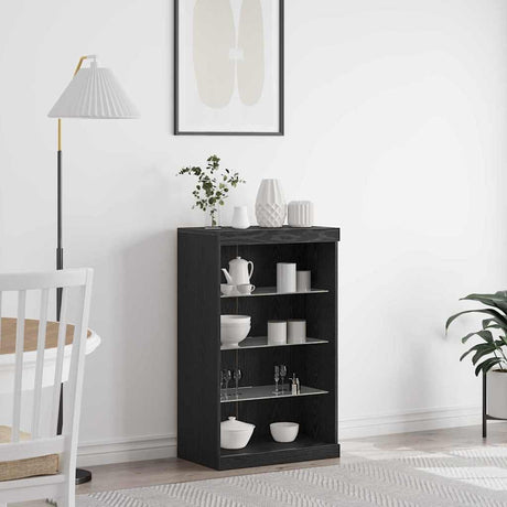 Vidaxl led sideboard zwart eiken 60,5 x 37 x 100 cm bewerkt hout