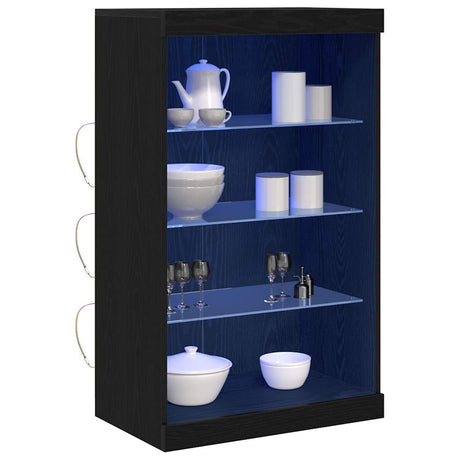 Vidaxl led sideboard zwart eiken 60,5 x 37 x 100 cm bewerkt hout