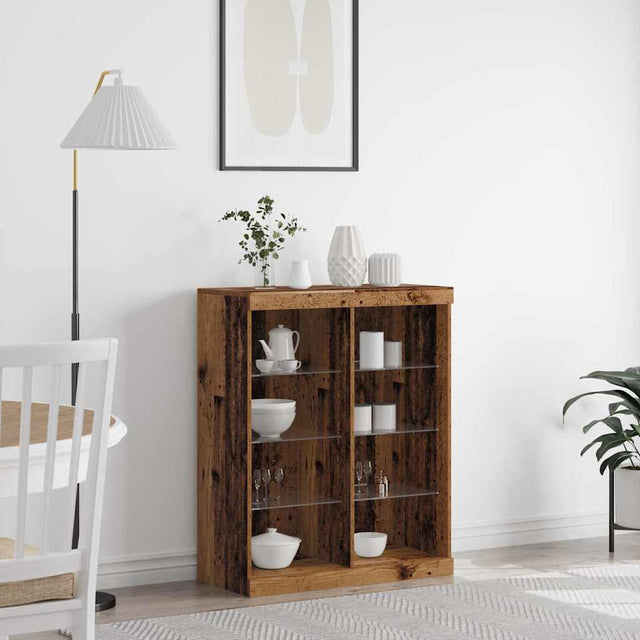 Vidaxl led sideboard oud hout 81 x 37 x 100 cm bewerkt hout