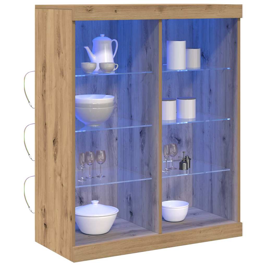 Vidaxl led sideboard artisanaal eiken 81 x 37 x 100 cm bewerkt hout