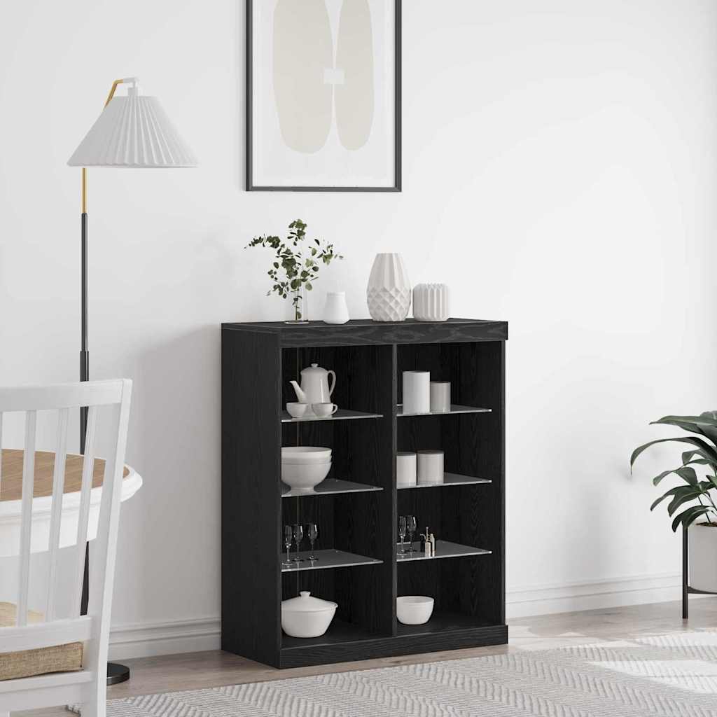 Vidaxl led sideboard zwart eiken 81 x 37 x 100 cm bewerkt hout
