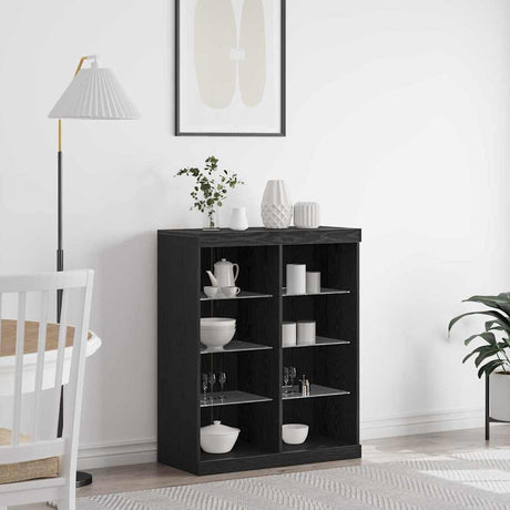 Vidaxl led sideboard zwart eiken 81 x 37 x 100 cm bewerkt hout