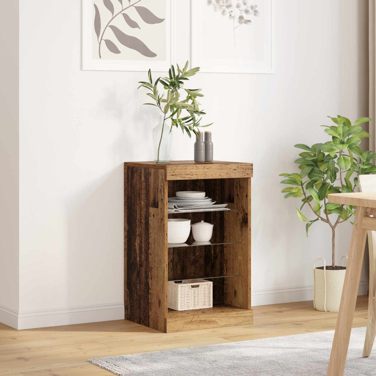 Vidaxl led sideboard oudhout 41 x 37 x 67 cm bewerkt hout