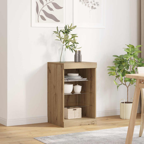 Vidaxl led sideboard artisan eiken 41 x 37 x 67 cm bewerkt hout