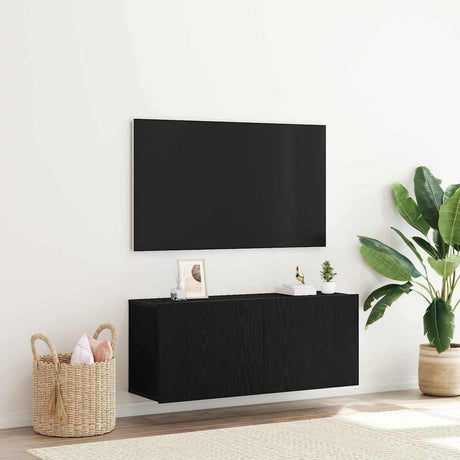 Vidaxl tv-meubelset 100 x 30 x 41 cm zwart eiken bewerkt hout