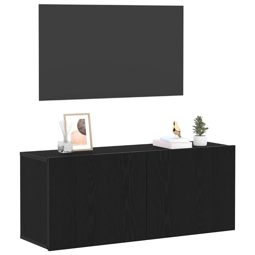 Vidaxl tv-meubelset 100 x 30 x 41 cm zwart eiken bewerkt hout