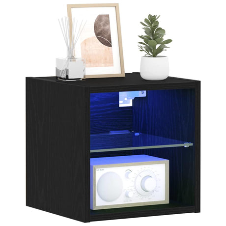 Vidaxl led wand bedside kast 2 st zwart 30 x 28,5 x 30 cm bewerkt hout