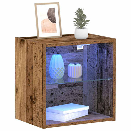 Vidaxl wandplank met led-verlichting met plank bruin 40 x 28,5 x 40 cm
