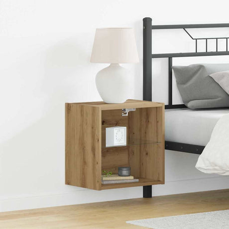 Vidaxl wandplank met led-verlichting met plank bruin 40 x 28,5 x 40 cm