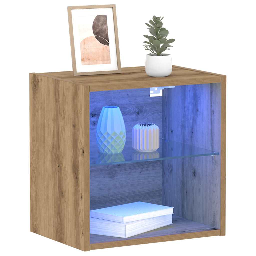 Vidaxl wandplank met led-verlichting met plank bruin 40 x 28,5 x 40 cm