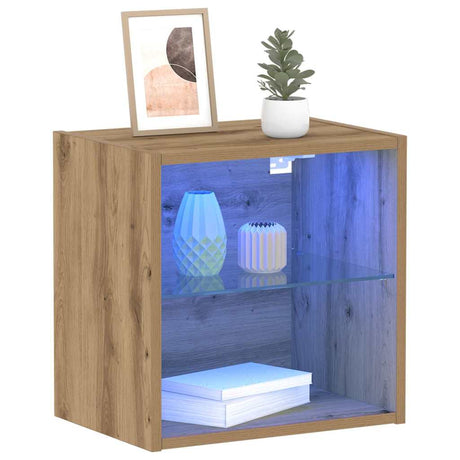 Vidaxl wandplank met led-verlichting met plank bruin 40 x 28,5 x 40 cm