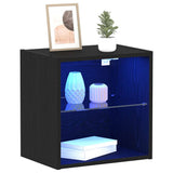 Vidaxl wandplank met led-verlichting 2 st zwart 40 x 28,5 x 40 cm