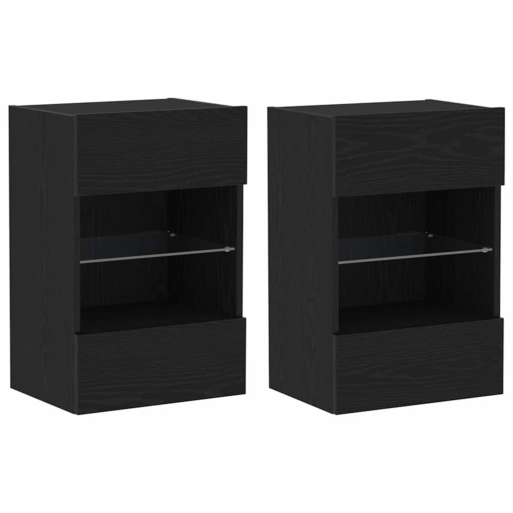 Vidaxl tv-meubelset 2 st zwart bewerkt hout