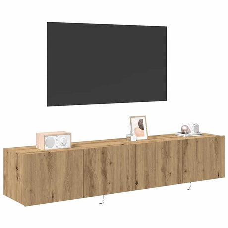 Vidaxl tv wandkast 2 st artisan eiken bewerkt hout