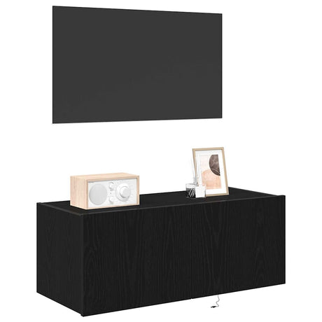 Vidaxl tv wandkast 80 x 35 x 31 cm zwart eiken bewerkt hout