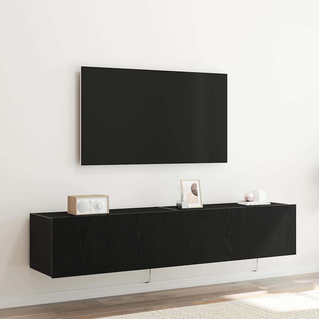 Vidaxl tv wandkast 2 st zwart eiken bewerkt hout