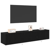 Vidaxl tv wandkast 2 st zwart eiken bewerkt hout
