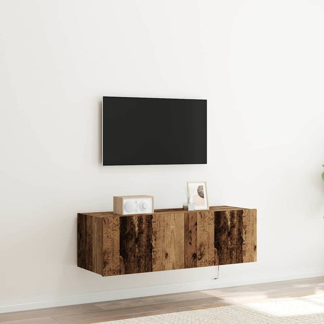 Vidaxl tv wandkast 2 st oudhout bewerkt hout
