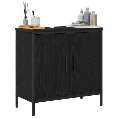 Vidaxl badkamer wastafelkast zwart eiken 60 x 30 x 60 cm bewerkt hout