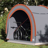 Vidaxl fietstent met dak met opslag grijs en oranje 256 x 222 x 182 cm
