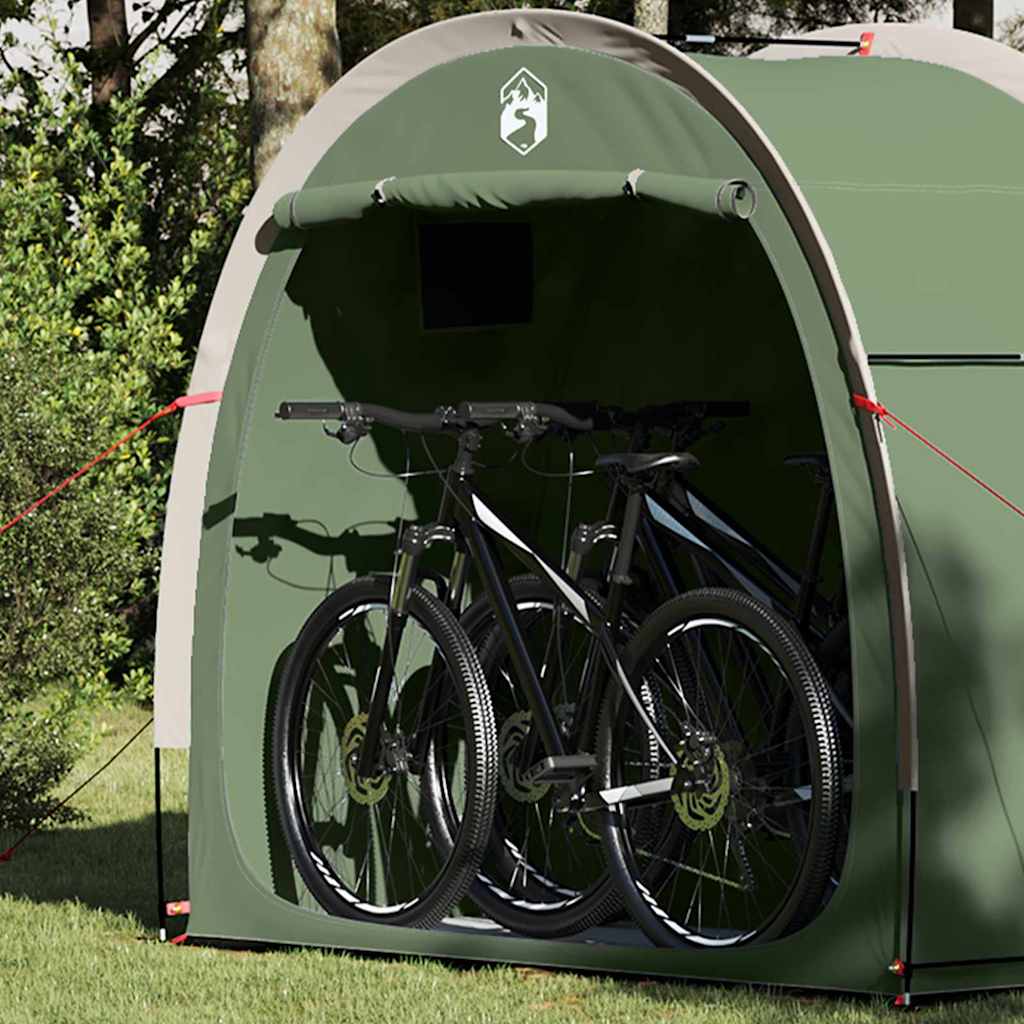 Vidaxl fietstent met dak met opslag groen 210 x 90 x 174 cm