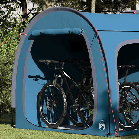 Vidaxl fietstent met dak met opslag blauw 218 x 156 x 180 cm