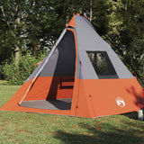Vidaxl tipi tent met dak grijs en oranje 383 x 338 x 217 cm taft