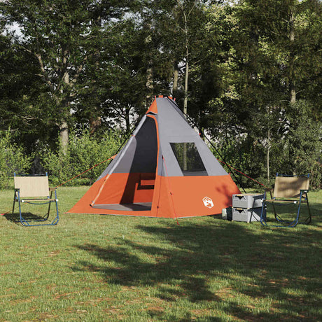Vidaxl tipi tent met dak grijs en oranje 383 x 338 x 217 cm taft