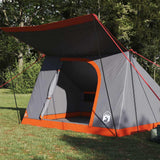 Vidaxl camping tent met dak grijs en oranje 223 x 163 x 130 cm taft