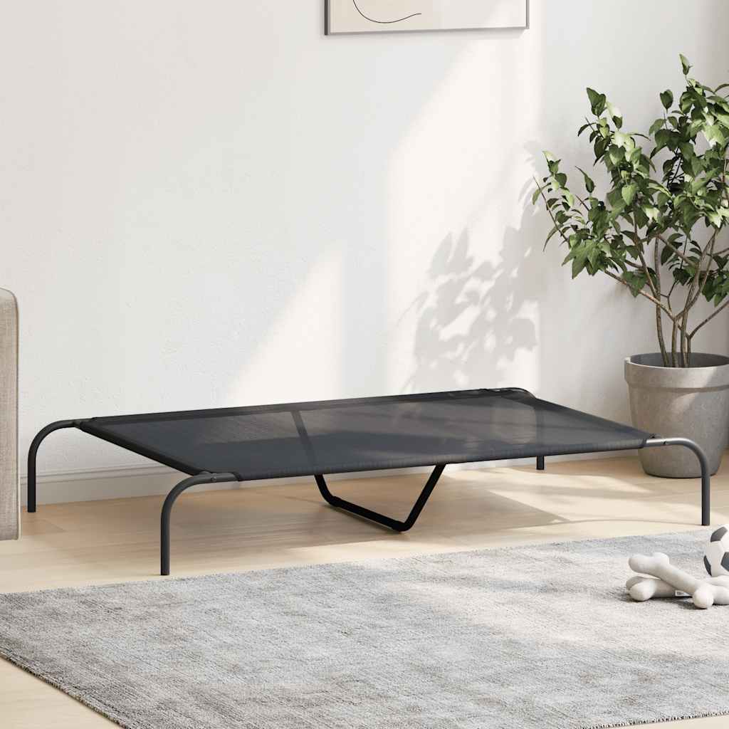 Vidaxl hondenmand verhoogd 130x80x20 cm textiel en staal zwart