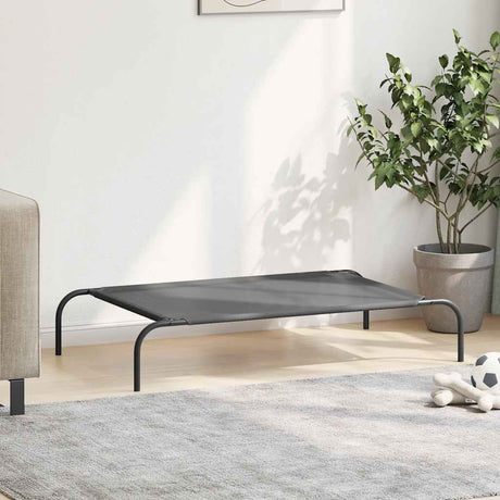 Vidaxl hondenmand verhoogd 110x65x20 cm textiel en staal grijs