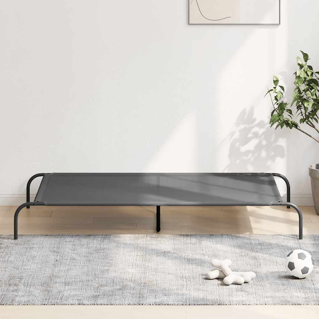 Vidaxl hondenmand verhoogd 150x90x20 cm textiel en staal grijs
